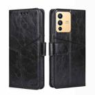 For vivo S12 5G/V23 Geometric Stitching Horizontal Flip Leather Phone Case(Black) - 1