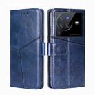 For vivo X80 Pro Geometric Stitching Horizontal Flip Leather Phone Case(Blue) - 1