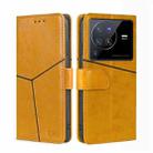 For vivo X80 Pro Geometric Stitching Horizontal Flip Leather Phone Case(Yellow) - 1