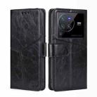 For vivo X80 Pro Geometric Stitching Horizontal Flip Leather Phone Case(Black) - 1