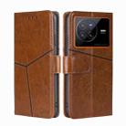 For vivo X80 Geometric Stitching Horizontal Flip Leather Phone Case(Light Brown) - 1