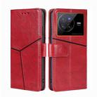 For vivo X80 Geometric Stitching Horizontal Flip Leather Phone Case(Red) - 1