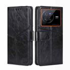 For vivo X80 Geometric Stitching Horizontal Flip Leather Phone Case(Black) - 1