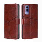 For vivo Y53S 5G/iQOO Z5X/T1X Geometric Stitching Horizontal Flip Leather Phone Case(Dark Brown) - 1