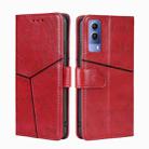 For vivo Y53S 5G/iQOO Z5X/T1X Geometric Stitching Horizontal Flip Leather Phone Case(Red) - 1