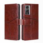 For vivo Y55S 5G Geometric Stitching Horizontal Flip Leather Phone Case(Dark Brown) - 1