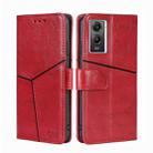For vivo Y55S 5G Geometric Stitching Horizontal Flip Leather Phone Case(Red) - 1