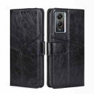 For vivo Y55S 5G Geometric Stitching Horizontal Flip Leather Phone Case(Black) - 1