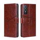 For vivo Y76S/Y74S Geometric Stitching Horizontal Flip Leather Phone Case(Dark Brown) - 1