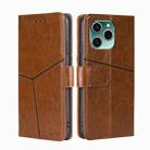 For Honor 60 SE Geometric Stitching Horizontal Flip Leather Phone Case(Light Brown) - 1