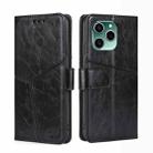 For Honor 60 SE Geometric Stitching Horizontal Flip Leather Phone Case(Black) - 1