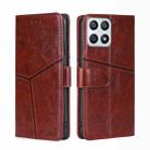 For Honor X30i Geometric Stitching Horizontal Flip Leather Phone Case(Dark Brown) - 1