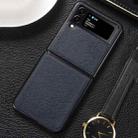 For Samsung Galaxy Z Flip4 5G Genuine Leather Shockproof Phone Case(Dark Blue) - 1