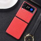 For Samsung Galaxy Z Flip4 5G Genuine Leather Shockproof Phone Case(Red) - 1