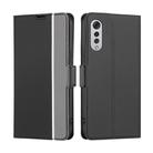 For LG Velvet Twill Texture Side Button Leather Phone Case(Black) - 1