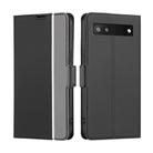 For Google Pixel 6a Twill Texture Side Button Leather Phone Case(Black) - 1