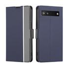 For Google Pixel 6a Twill Texture Side Button Leather Phone Case(Blue) - 1