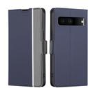 For Google Pixel 7 5G Twill Texture Side Button Leather Phone Case(Blue) - 1