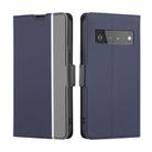 For Google Pixel 6 Pro Twill Texture Side Button Leather Phone Case(Blue) - 1