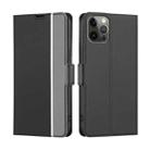 For iPhone 12 / 12 Pro Twill Texture Side Button Leather Phone Case(Black) - 1