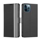 For iPhone 12 Pro Max Twill Texture Side Button Leather Phone Case(Black) - 1