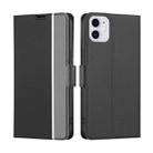 For iPhone 11 Twill Texture Side Button Leather Phone Case (Black) - 1