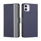 For iPhone 11 Twill Texture Side Button Leather Phone Case (Blue) - 1