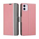 For iPhone 11 Twill Texture Side Button Leather Phone Case (Pink) - 1