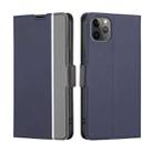 For iPhone 11 Pro Twill Texture Side Button Leather Phone Case (Blue) - 1