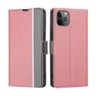 For iPhone 11 Pro Twill Texture Side Button Leather Phone Case (Pink) - 1