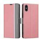 For iPhone XS Max Twill Texture Side Button Leather Phone Case(Pink) - 1