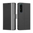 For Sony Xperia 1 IV Twill Texture Side Button Leather Phone Case(Black) - 1