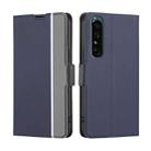 For Sony Xperia 1 IV Twill Texture Side Button Leather Phone Case(Blue) - 1