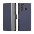 For Samsung Galaxy A21 Twill Texture Side Button Leather Phone Case(Blue) - 1