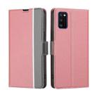 For Samsung Galaxy A41 Twill Texture Side Button Leather Phone Case(Pink) - 1