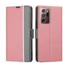 For Samsung Galaxy Note20 Ultra Twill Texture Side Button Leather Phone Case(Pink) - 1