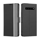 For Samsung Galaxy S10 5G Twill Texture Side Button Leather Phone Case(Black) - 1