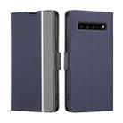 For Samsung Galaxy S10 5G Twill Texture Side Button Leather Phone Case(Blue) - 1