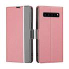 For Samsung Galaxy S10 5G Twill Texture Side Button Leather Phone Case(Pink) - 1