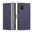 For Samsung Galaxy A02s EU Twill Texture Side Button Leather Phone Case(Blue) - 1