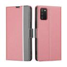 For Samsung Galaxy A02s EU Twill Texture Side Button Leather Phone Case(Pink) - 1