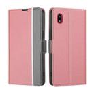 For Samsung Galaxy A20 JP / A21 JP Twill Texture Side Button Leather Phone Case(Pink) - 1