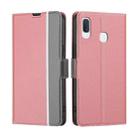 For Samsung Galaxy A20e Twill Texture Side Button Leather Phone Case(Pink) - 1