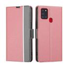 For Samsung Galaxy A21s Twill Texture Side Button Leather Phone Case(Pink) - 1