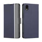 For Samsung Galaxy A22 5G JP Twill Texture Side Button Leather Phone Case(Blue) - 1