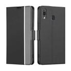 For Samsung Galaxy A30 Twill Texture Side Button Leather Phone Case(Black) - 1