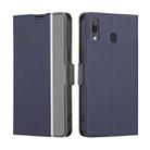 For Samsung Galaxy A30 Twill Texture Side Button Leather Phone Case(Blue) - 1