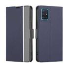 For Samsung Galaxy A51 Twill Texture Side Button Leather Phone Case(Blue) - 1