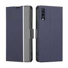 For Samsung Galaxy A70 Twill Texture Side Button Leather Phone Case(Blue) - 1