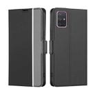 For Samsung Galaxy A71 Twill Texture Side Button Leather Phone Case(Black) - 1